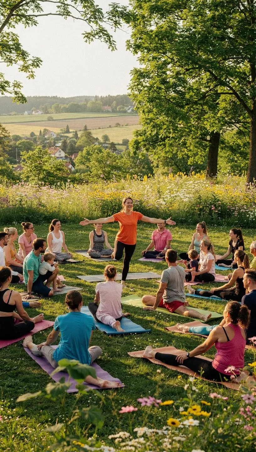 Zestaw mat do jogi i poduszek w jasnym, relaksującym wnętrzu.