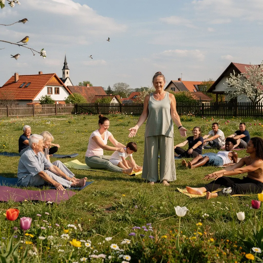 Zestaw mat do jogi i poduszek w jasnym, relaksującym wnętrzu.